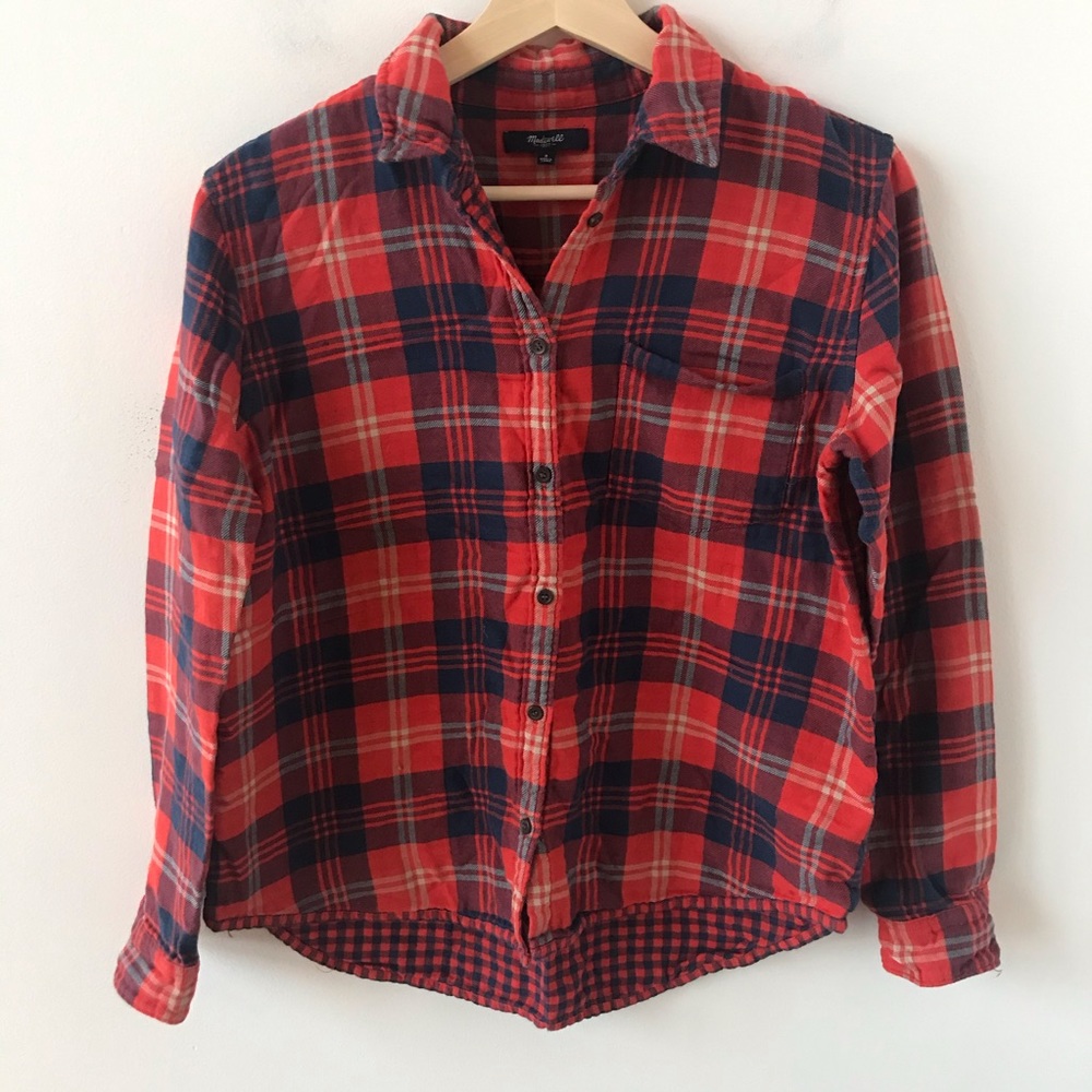Madewell double layer plaid button down